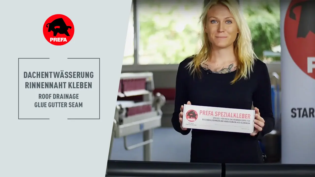 Slikanica videoposnetka YouTube s kanala PREFA Academy "lepljenje spojev žlebov"