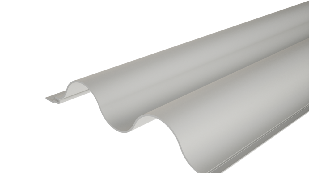 PREFA ekstrudirano stiskani profil, valoviti profil 34/100 z valovito površino, za oblikovanje fasad ali oblogo balkonov.