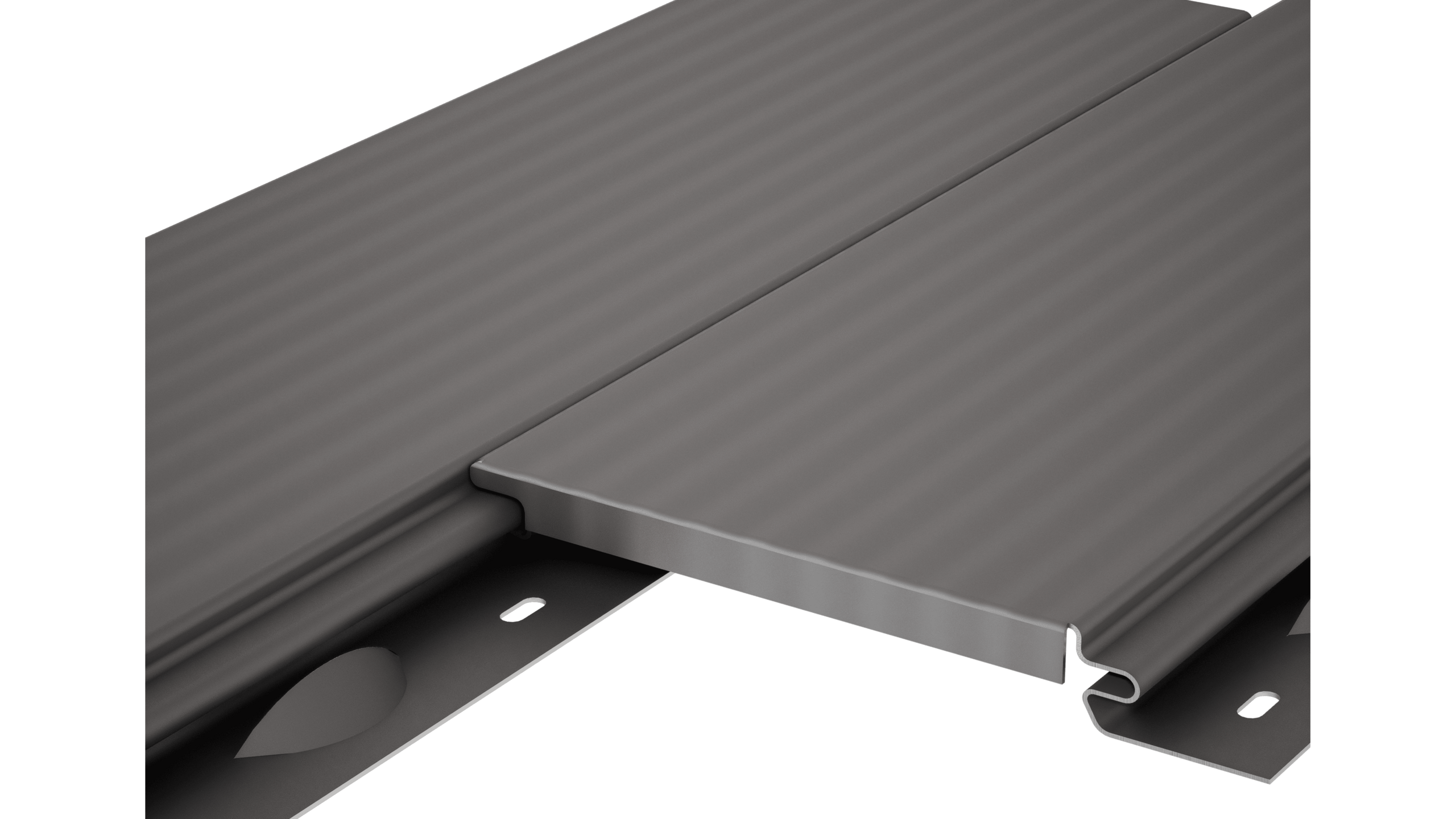 PREFA Siding ohne Schattenfuge mit linierter Oberfläche als profiliertes Aluminium-Fassadenpaneel in Grau