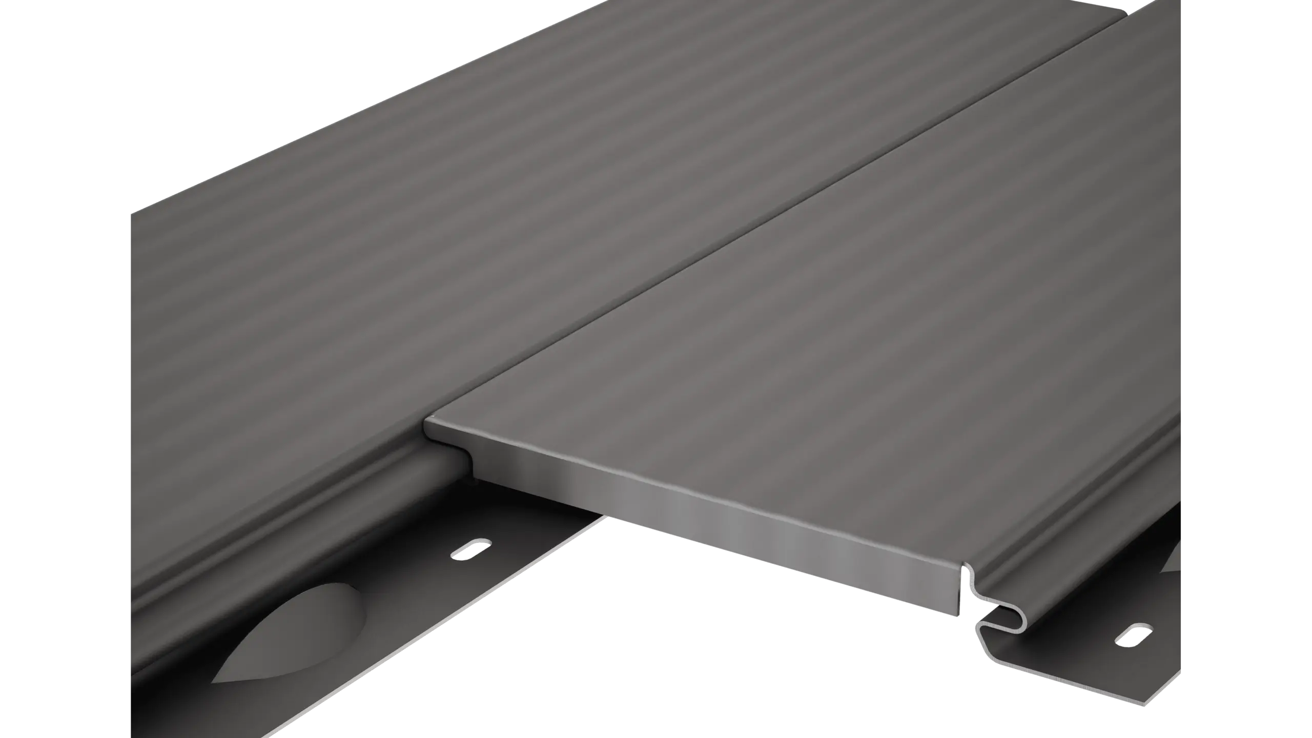 PREFA Siding ohne Schattenfuge mit linierter Oberfläche als profiliertes Aluminium-Fassadenpaneel in Grau