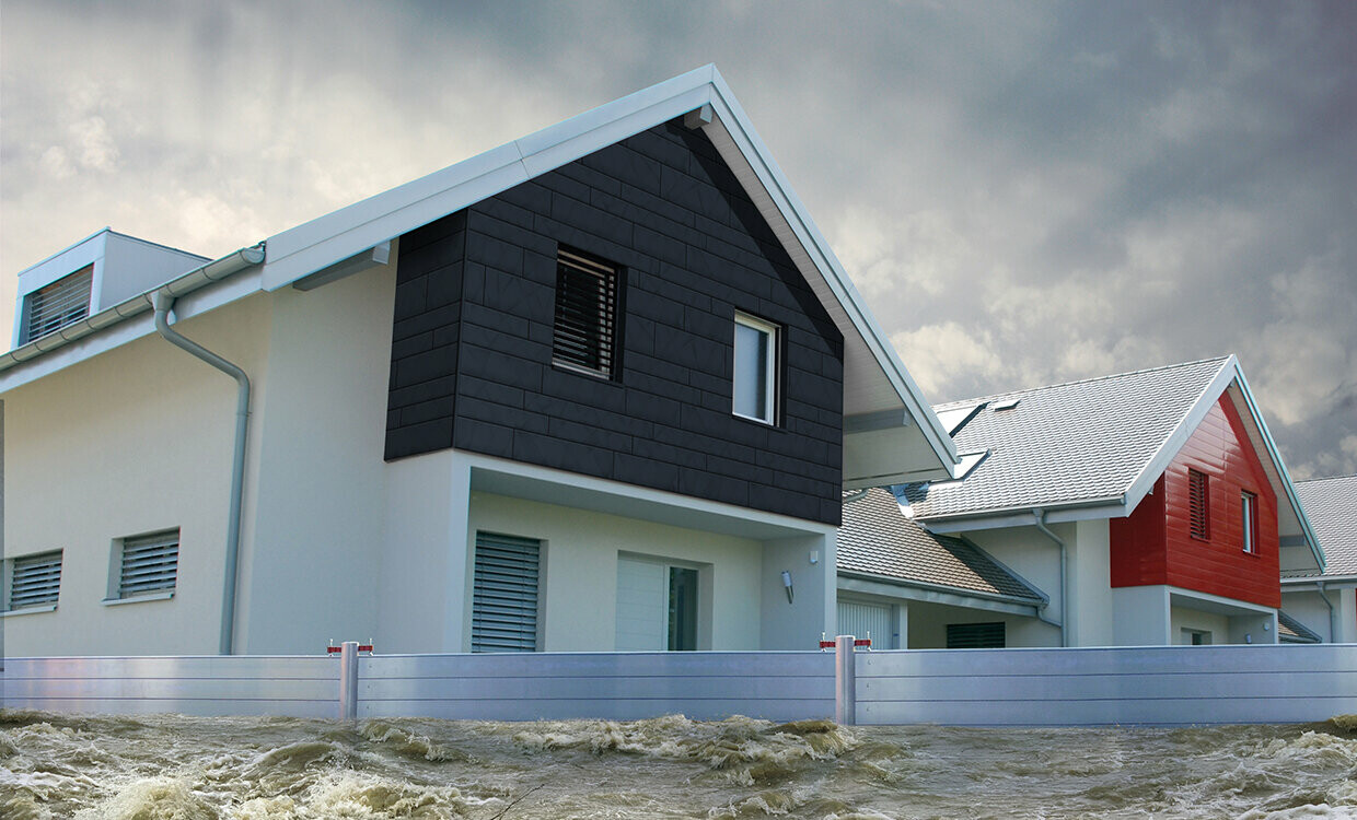 Mobiler Hochwasserschutz schützt ihr Haus vor Hochwasser und Unwetter wie Überflutung