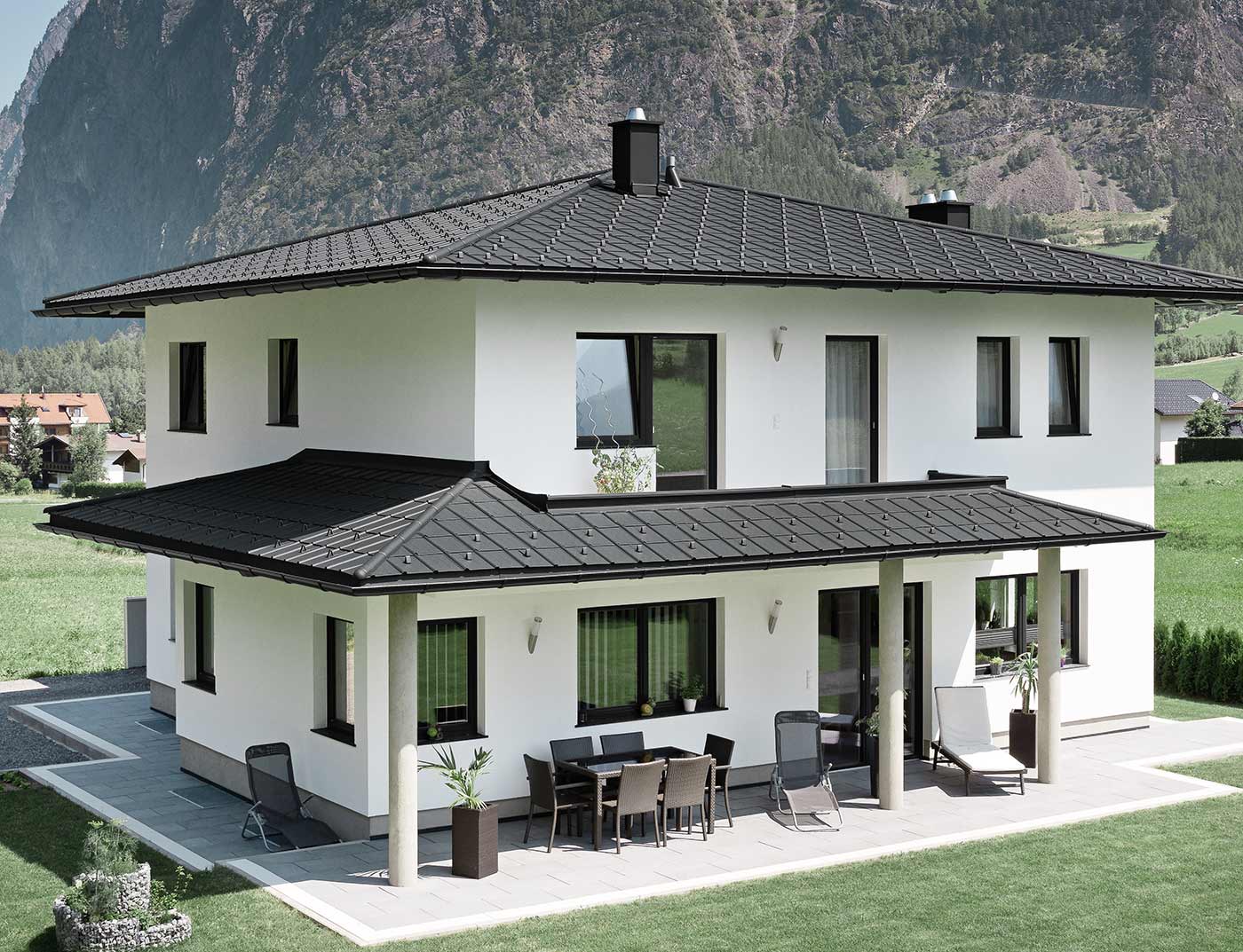 Referenčni objekti PREFA Strešni sistemi Strešna plošča 03 P.10 črna